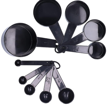 (net) Black Plastic Measuring Spoon 10 Pcs