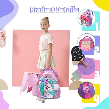 (NET) Unicorn Backpack For Girls Set Of 3 Pcs