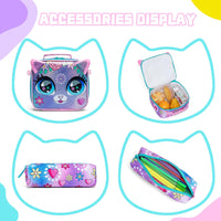 (NET) Meetbelify Flower Cat Kids Rolling Backpack 3 Pcs