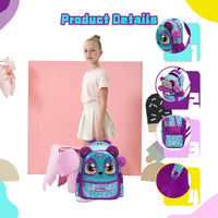 (NET) Purple Cat Backpack With Lunch Box & Pencil Case