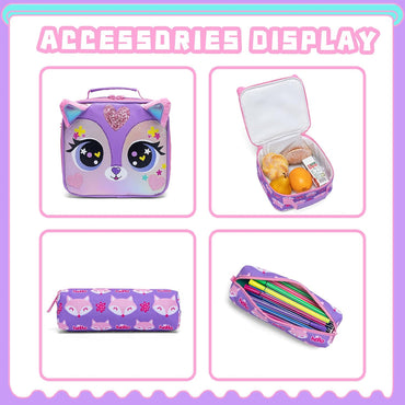 (NET) Meetbelify Purple Kids Rolling Backpack 3 Pcs