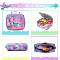 (NET) Mermaid Backpack With Lunch Box & Pencil Case