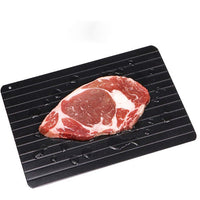 Thawing Plate Aluminum Alloy Quick Thawing Board Kitchen Tool for Freezing Quick Thawing Ingredients Such As Meat, Steak, Chicken and Fish-no Electricity, No Microwave (Black) / 116605