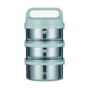 (NET)  Stainless Steel 3-Layer Lunch Box - 2.2L