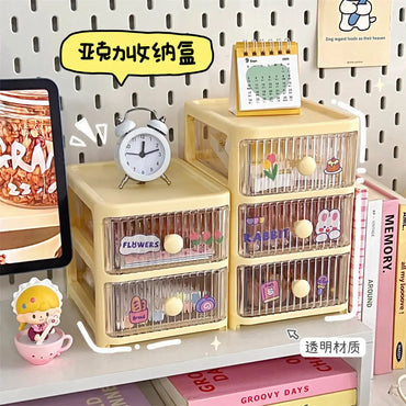 (net) Storage Box 2 Layers Stackable Desk Organizer