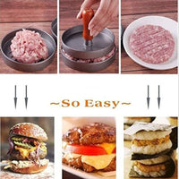 Hamburger Makers - Creative Wooden Handle Aluminum Alloy Hamburger Makers DIY Patty Maker Mold Round Hamburger Meat Beef Grill Burger Press / 508 / KR-047