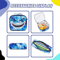 (NET) Shark Backpack With Lunch Box & Pencil Case