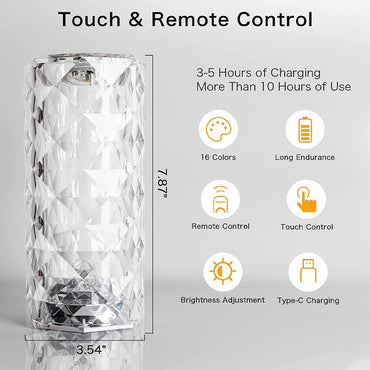 Led Rose Crystal Table Lamp 16 Colors Changing Rgb Touch Lamp Usb Romantic Led Rose Dia mond Desk Lamps For Bedroom Living
