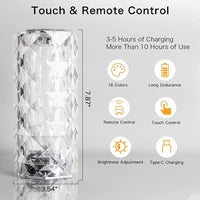 Led Rose Crystal Table Lamp 16 Colors Changing Rgb Touch Lamp Usb Romantic Led Rose Dia mond Desk Lamps For Bedroom Living