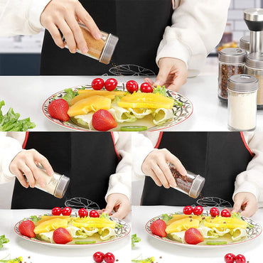 6 Jar Revolving Spice Rack Organizer Spices And Seasonings Sets With Rack Countertop Seasoning Organizer Spice Pots Storage Container Cruet With Cover And Rotating Stand Base Condiment Jar & Spice Bottle Salt And Pepper Shakers / OT-020