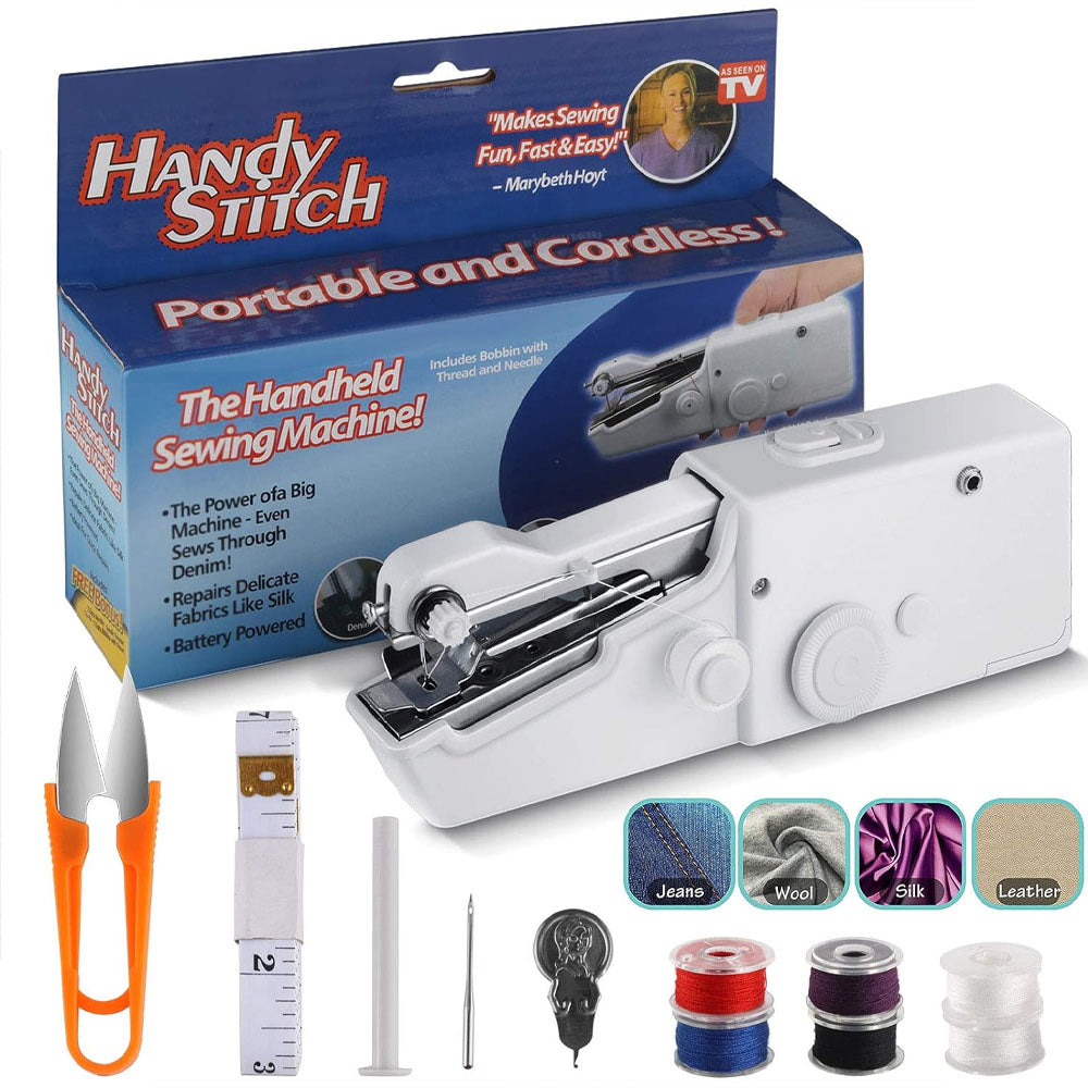 Desktop Mini Portable Handheld Sewing Machine Stitch Cordless + Full Sewing  Kit