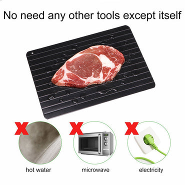 Thawing Plate Aluminum Alloy Quick Thawing Board Kitchen Tool for Freezing Quick Thawing Ingredients Such As Meat, Steak, Chicken and Fish-no Electricity, No Microwave (Black) / 116605
