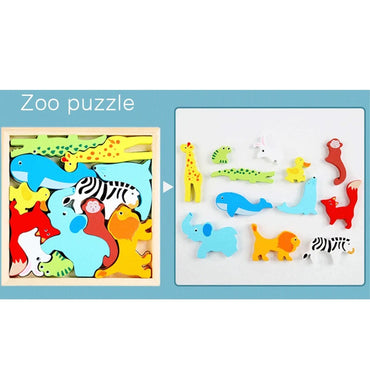 Versatile Wooden Toddler Jigsaw Puzzle Blocks