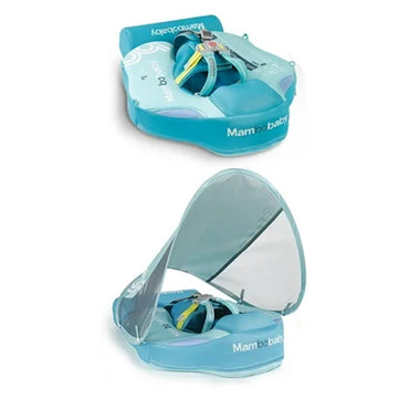 (Net) Mambobaby Non-inflatable Swim Float Soft Waterproof Swimming Float Skin-friendly Swim Trainer with Tail Float for 3-24 Months Boys Girls Green Without Canopy