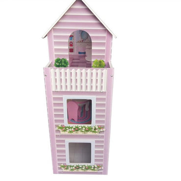 (Net) Wooden Doll House With 8PCS Furnitures