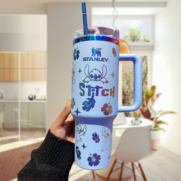 (Net) Stanley Blue Stitch Thermos Cup Tumbler 1.2 L