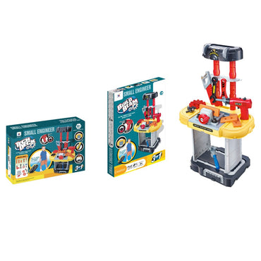 (Net) 3 In 1 Small Engineer Build Beam Workshop Playset With Travel Luggage Trolley For Kids