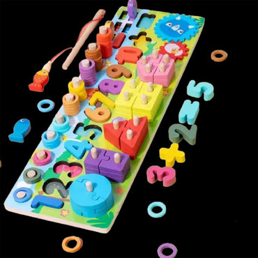 Educational Toy Sorter Numbers Magnetic Fishing Gears Pyramids Geometric Figures