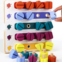 Wooden Puzzle Variable Rainbow Nut Shape Assembly Screw Box Toy