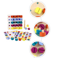 Wooden Puzzle Variable Rainbow Nut Shape Assembly Screw Box Toy