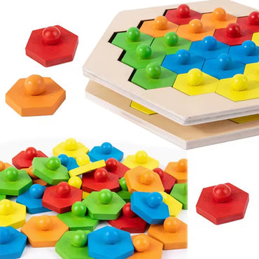 Wooden Hexagon Pattern Puzzle Game