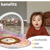 (Net) Lion Baby Play Mat And Piano Gym With Tummy Time & Musical Light