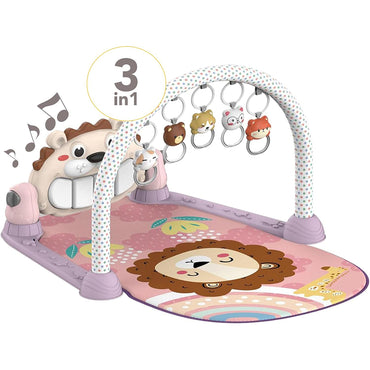 (Net) Lion Baby Play Mat And Piano Gym With Tummy Time & Musical Light