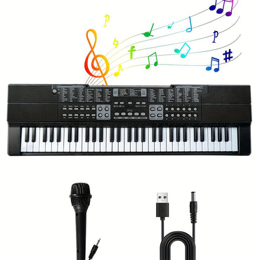 (Net) Black Educational Toy Musical Organ With Microphone & USB cable