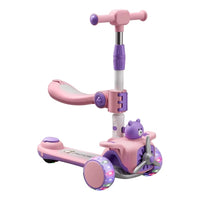 (Net) Foldable And Adjustable Baby Scooter With Gravity Steering And LED Flashing 3 Wheels Safe And Fun Ride