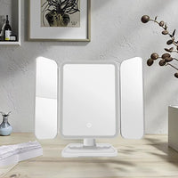 Rechargeable Desktop LED Cosmetic Mirror Storage Box Adjustable Three-Sided Folding