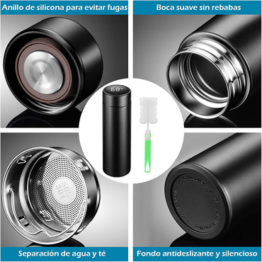 Smart Thermos Water Bottle Thermal Glass Stainless Steel 500 ML