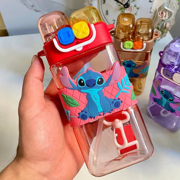 Water And Juice Bottle With Two Different Drinking Nozzles With Straw And Rope 500 ML