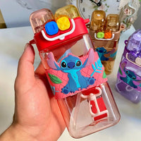 Water And Juice Bottle With Two Different Drinking Nozzles With Straw And Rope 500 ML