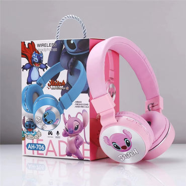 (Net) Stitch Colorful Cartoon Wireless Headphones BT Earphone Foldable Headset