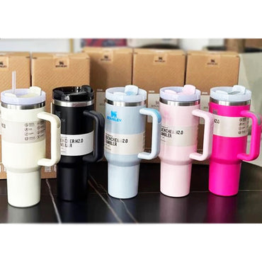 (Net) Stanley Quencher Water Tumbler With Straw Solid 1.2 L