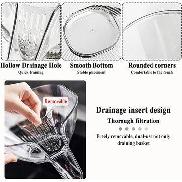 Multifunctional Kitchen Washing Basket With Dishwashing Cloth And Dry Separation Filter With Funnel