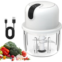 (Net) USB Rechargeable Home Electric Onion Chopper Stainless Steel Blades