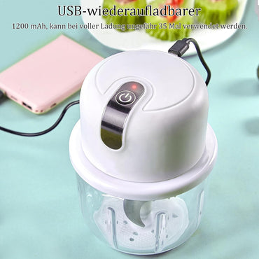 (Net) USB Rechargeable Home Electric Onion Chopper Stainless Steel Blades