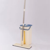 (Net) Household Cleaning Tool Wet Dry Hand-Free Mop Bucket Set With Plastic Basket Cloth Material