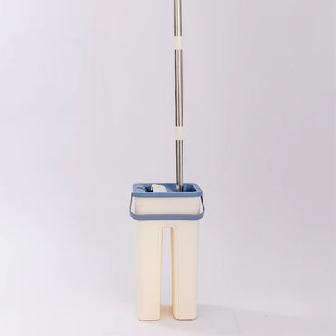 (Net) Household Cleaning Tool Wet Dry Hand-Free Mop Bucket Set With Plastic Basket Cloth Material