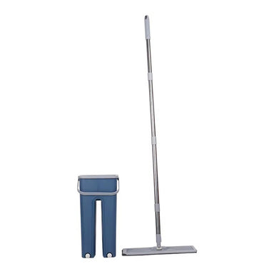 (Net) Household Cleaning Tool Wet Dry Hand-Free Mop Bucket Set With Plastic Basket Cloth Material