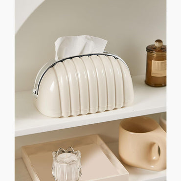 Plastic Decorative Tissue Organizer Box Designed With Shell Shaped Modern Design