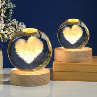 Glowing Crystal Ball Heart Shaped (6cm)