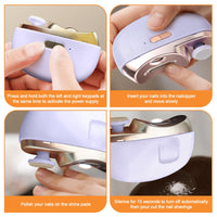 (Net) Automatic Electric Nail Clipper with Light & 2 Speeds USB Rechargeable