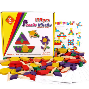 Wooden Puzzle Blocks Jigsaw 125 Pcs