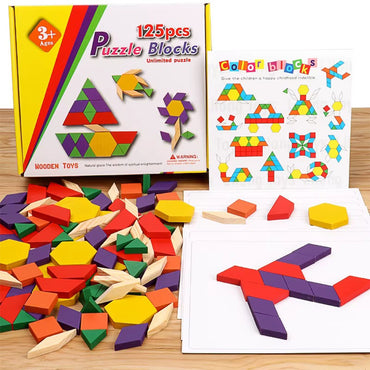 Wooden Puzzle Blocks Jigsaw 125 Pcs