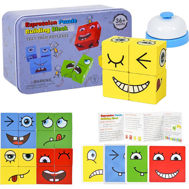 Wooden Block Expression Matching Puzzle Game & Bells Toys