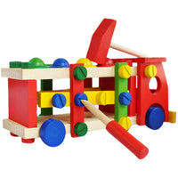 Wooden Screw Car Vehicle Randomly Multifunction Building Blocks Knock Hammer Ball