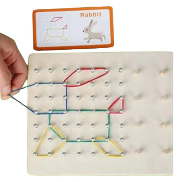 Wooden Toy Puzzle Nail Board Letters And Numbers