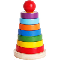 Wooden Toys Rainbow Tower Sorting Stacking Rings Building Puzzles